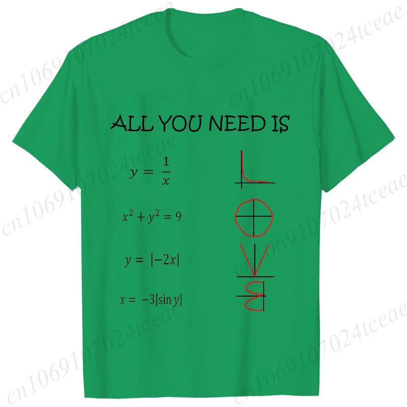 Retro Men's T-Shirt All You Need Is Love Math Equation Short Sleeve T-Shirt Summer Casual Tees Top Loose Oversize T-Shirt Men
