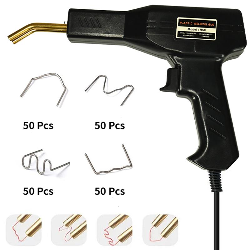 

Plastic Welder Gun Car Bumper Soldering Machine with 4 Types of Staples for Bumper Kayak Plastic Product Repairs Welding Tool 220V