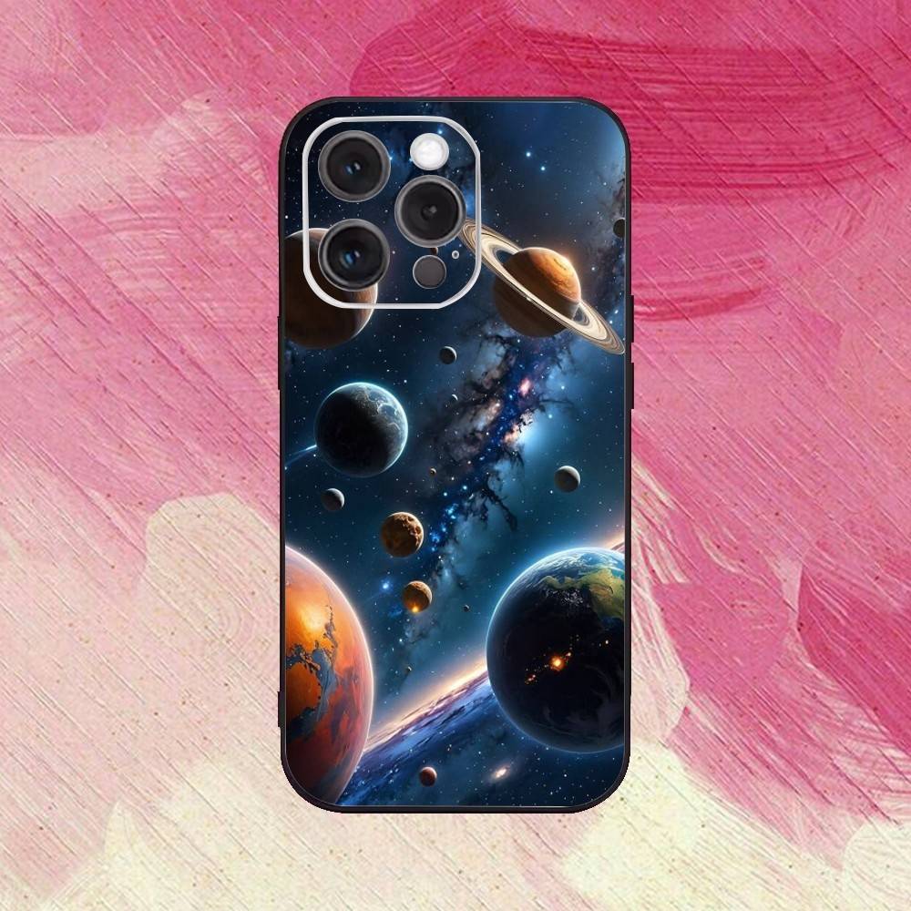 Universe planets  Phone Case  For iPhone17,16,15,14,13,12,11 Plus,Pro Max Soft Black Cover