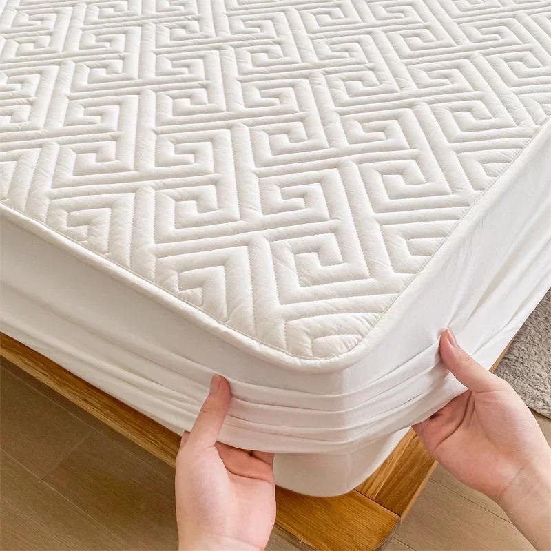 Waterproof Thicken Mattress Cover Pad Protector Washable Jacquard Fitted Sheet Latex Mat Bed Cover