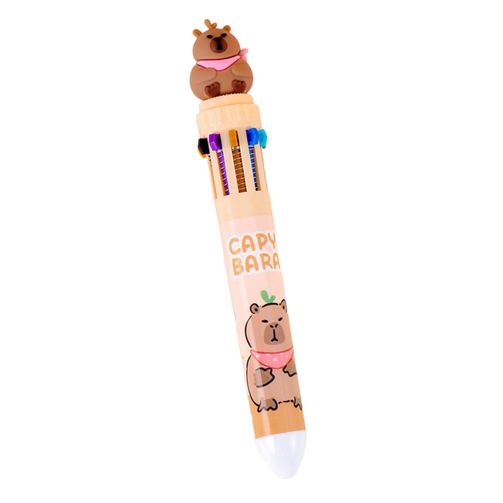Cute Capybara Multicolor Ballpoint Pens 10 In 1 Retractable 0.7 Mm Capybara School Supplies Fun Pens for Kids Birthday Teen Gift