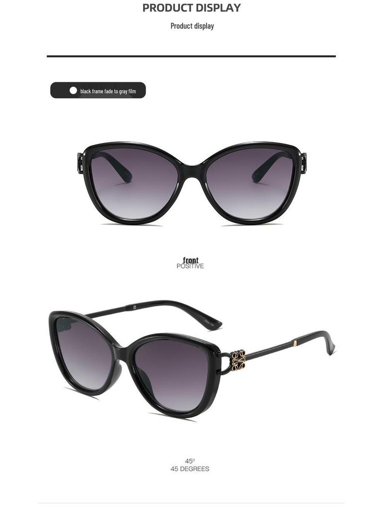 Women's Retro Cat Eye UV Protection Sunglasses with Metal Temple Hollow-out Design