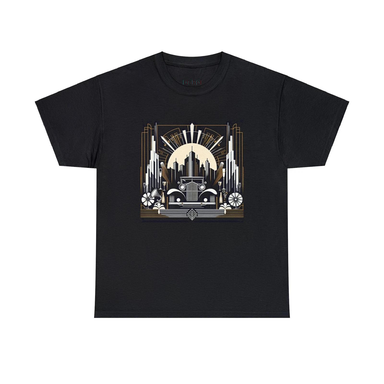 Unisex Adult T Shirt Designer Art Deco Vintage Car Cityscape Illustration Classy M