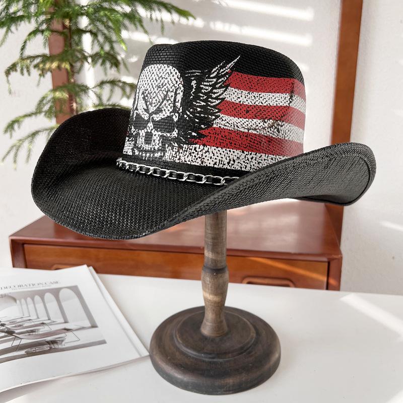 Unique Knight Hat for Women, Summer Festival Party Sun Hat, Western Cowboy Sun Protection Straw Hat, Trendy Punk Hat for Men