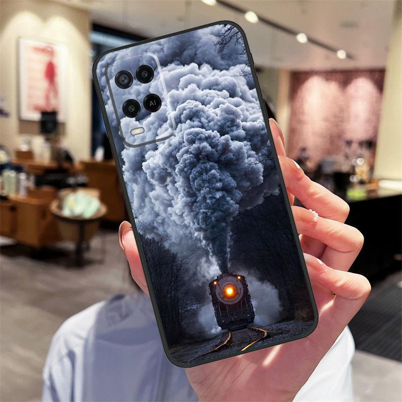 

Vintage Steam Train Railway Case For Oppo A94 A74 A54 A18 A38 A58 A78 A98 A40 A60 A80 A16 A76 A96 A15 A17 A77 A57S Cover OPPO A80 5G