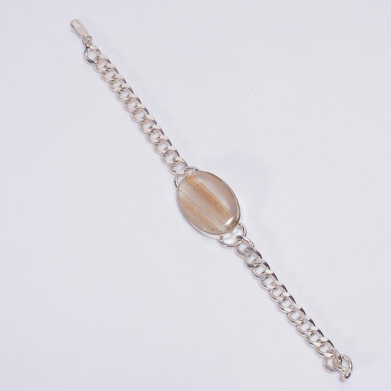 

Fantastic Top Grade Qualite 100% Natural Dichroic Glass Oval Shape Ethnic Style Handmade Jewelry 925 Steling Silver Bracelet 8 WSJ-4676 8 жовтий