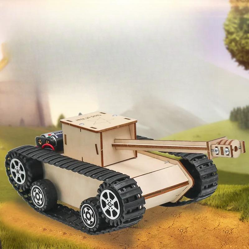 Educational Toy Tank Model Technology Experimental Science Wooden Steam DIY Assemble Puzzle Teaching Aids G20