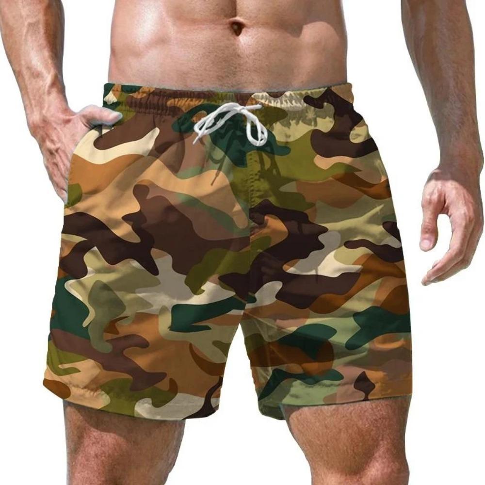 Summer Men's Camouflage 3D Printed Beach Shorts