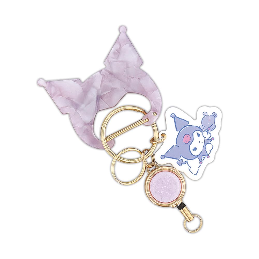 Sanrio Characters Carabiner with Reel Kuromi [FLOWERING] > LSR-G006-B