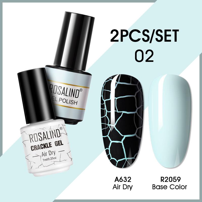 ROSALIND 7ml Nagelgel Nagellack Cracked Gel Semi-Permanent Esmalte Hybrid Lack UV Nagelkleber Nagellack Primer Matt 2er Set