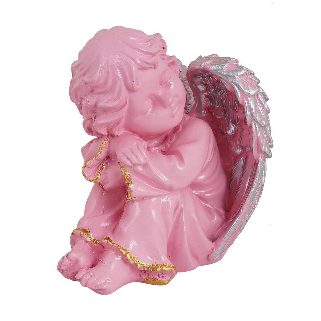Winged Girl Statue for Home Decor Item | Fairy Girl Statue for Home Shelves Decor Showpiece (Angel Pink RS)