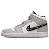 Jordan Air Jordan 1 Ollie Abrasion Resistant Mid top Vintage Basketball Shoes Men's White Gray 554724-078(Team1291-)