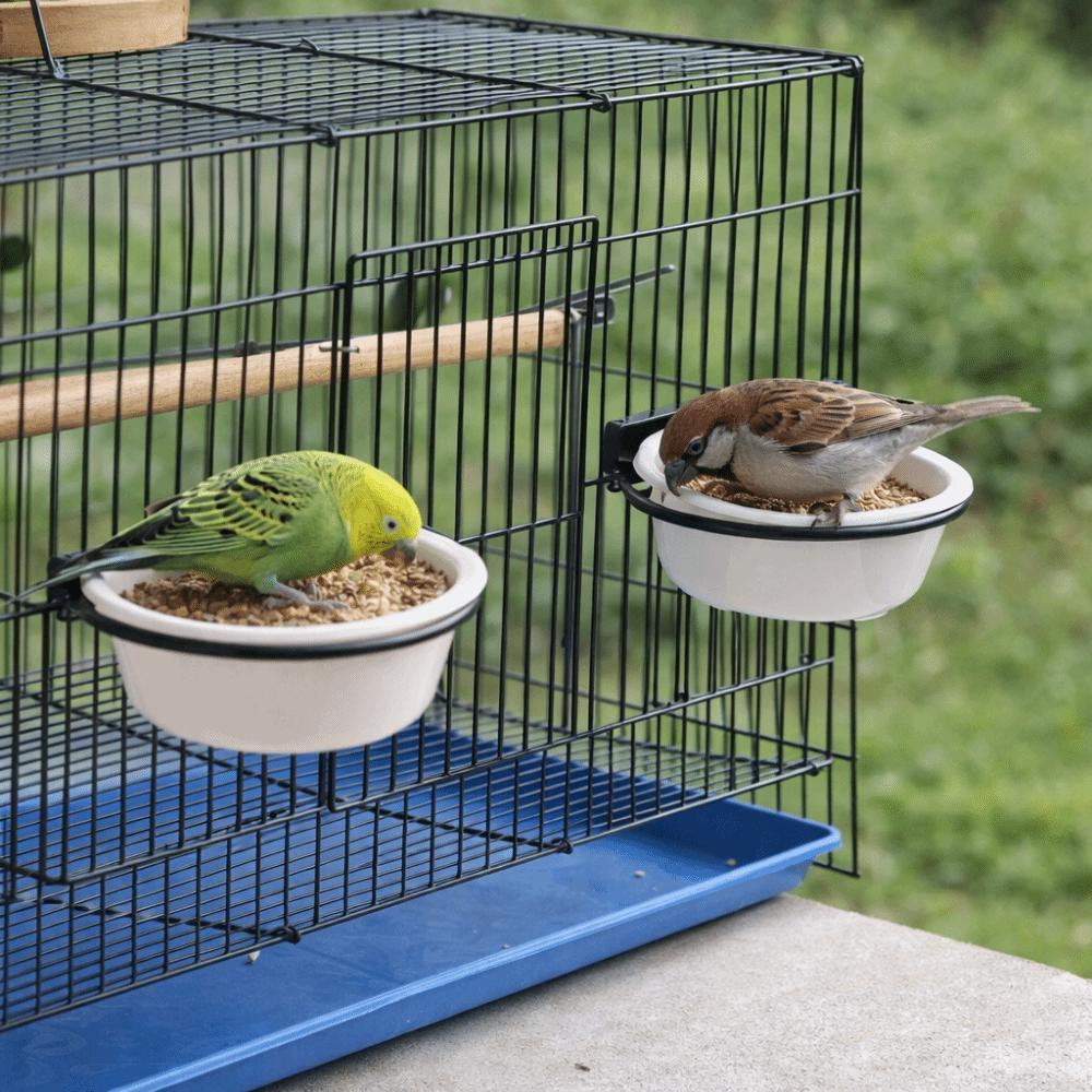 Wide Mouth Hanging Ceramic Parrot Bowl Detachable Bird Feeding Bowl Parrot Water Feeder  Small Pets