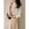 Spring Long Sleeve Shirt Elegant Style Elastic Ear Collar Loose French Shirt Top for Women