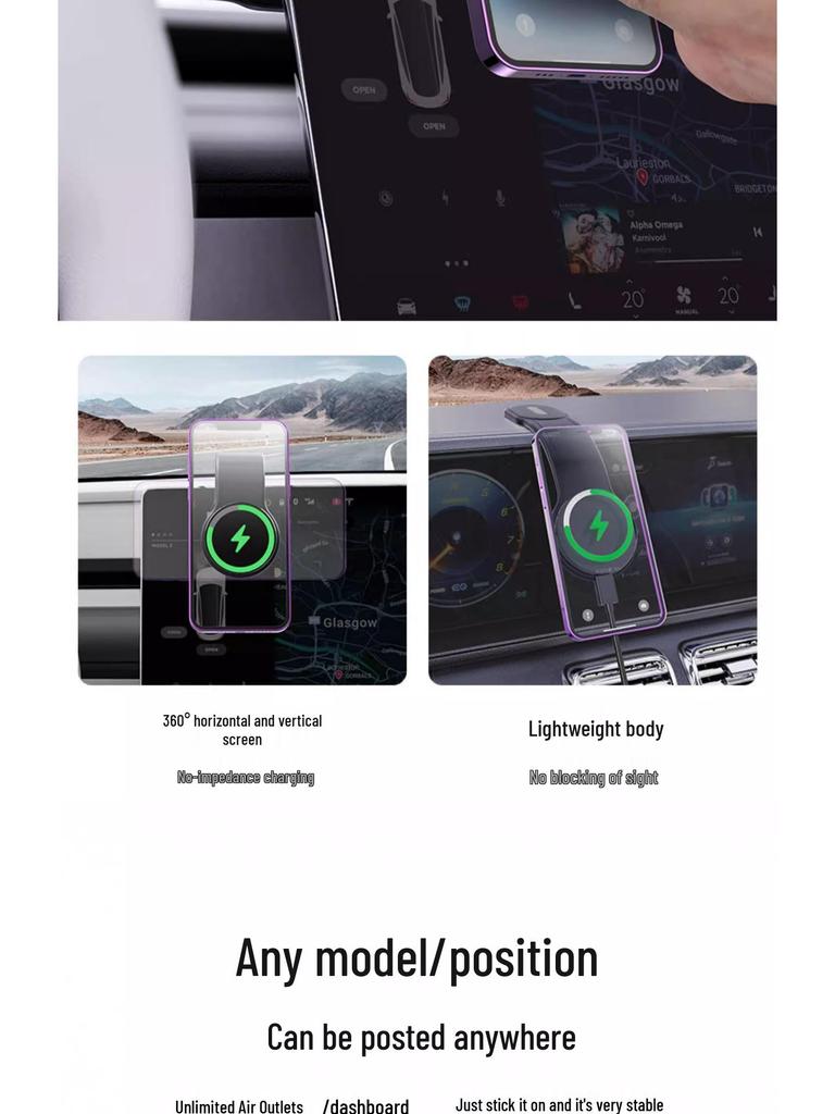 15W Faltbare MagSafe Kabellose Autohalterung mit Magnetischer Armaturenbrett-Navigation