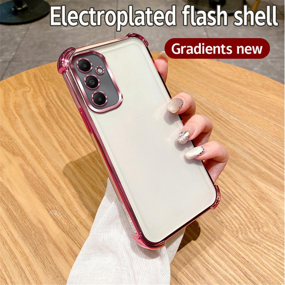 Gradient Glitter Plating Clear Phone Case For Samsung Galaxy A05 A05S A02 A03 A04 A04E A03 Core Shockproof Bumper Silicone Cover
