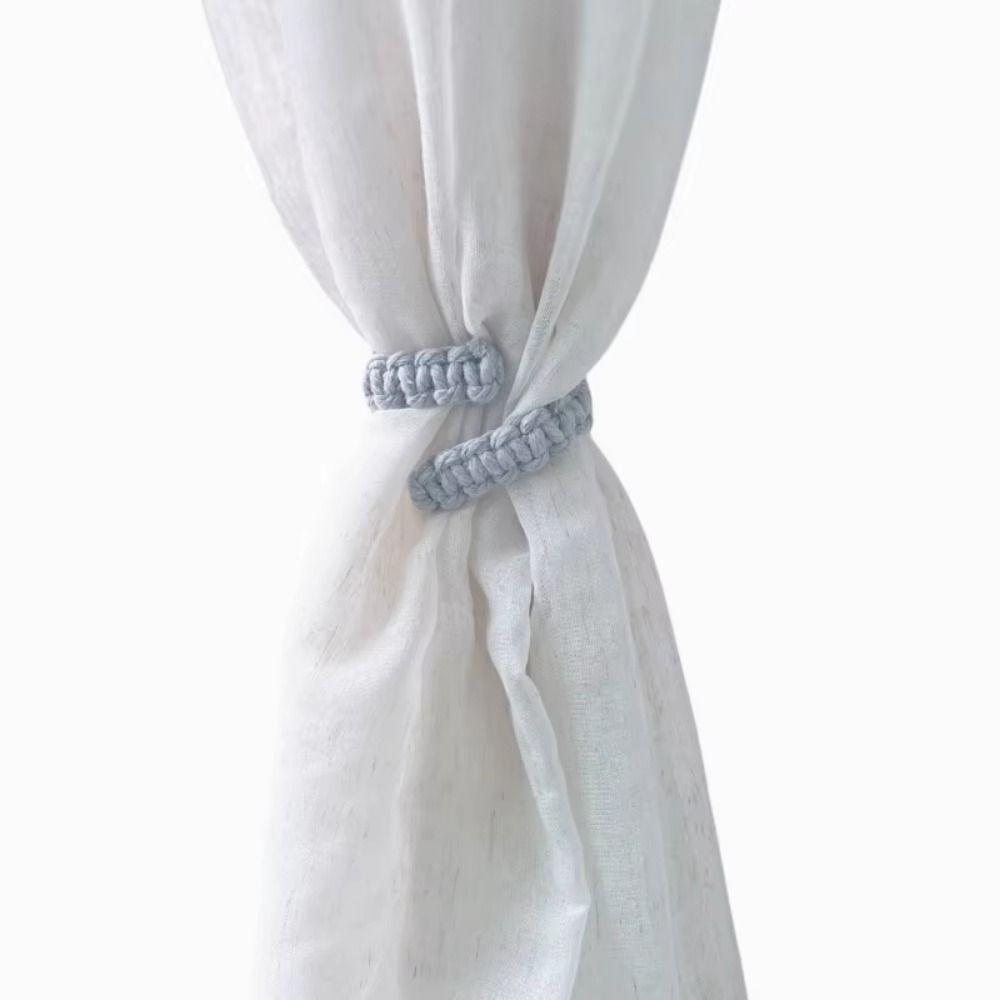 2Pcs Boho Style Retro Curtain Tie Rope Handwoven Vintage Curtain Strap Twist Knotted Adjustable Curtain Holder Living Accessory