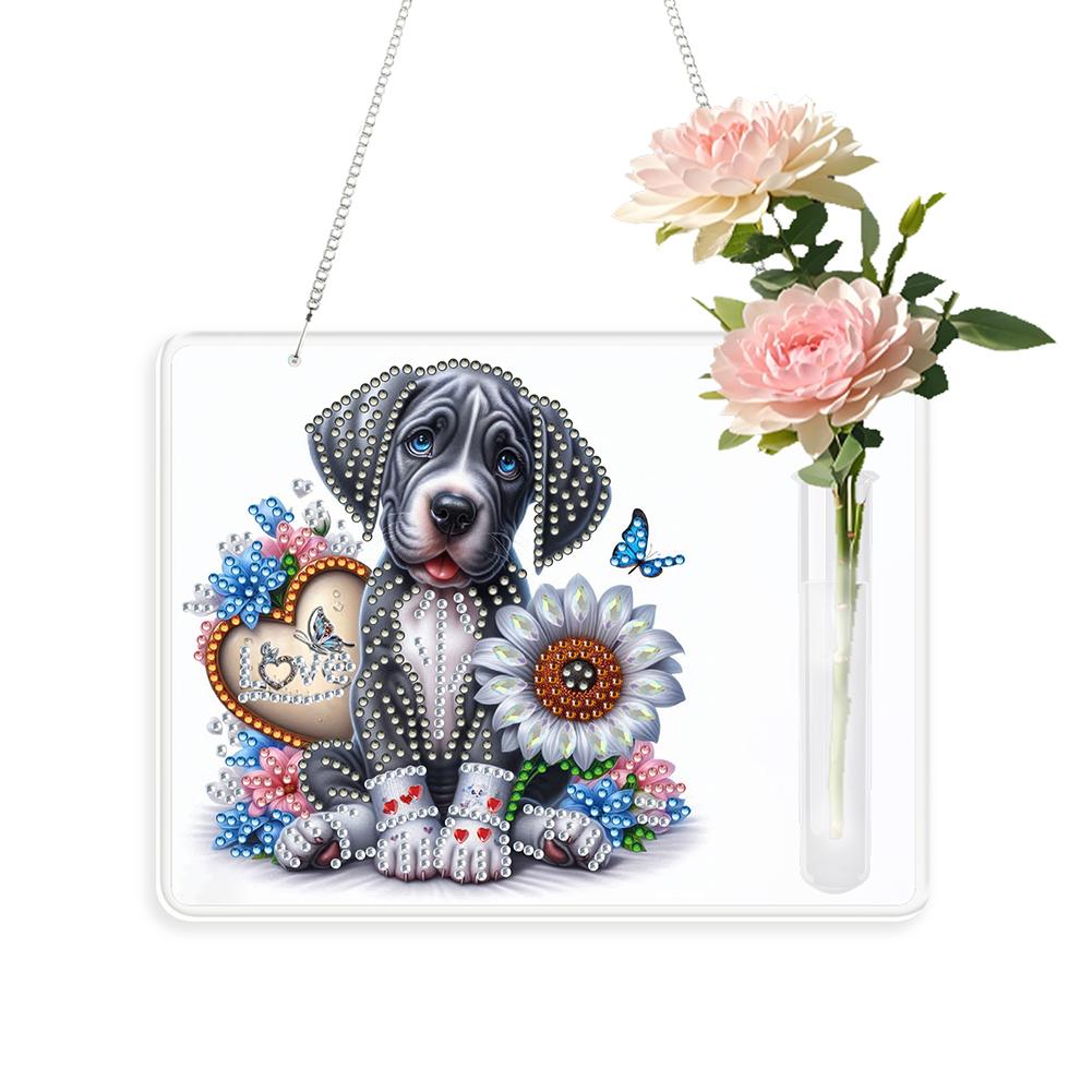 

2D Flat Acrylic Decorative Wall Tube Vase Diamond Painting Kit Diamond Painting Hanging Ornament Wall Decor for Home & Windows