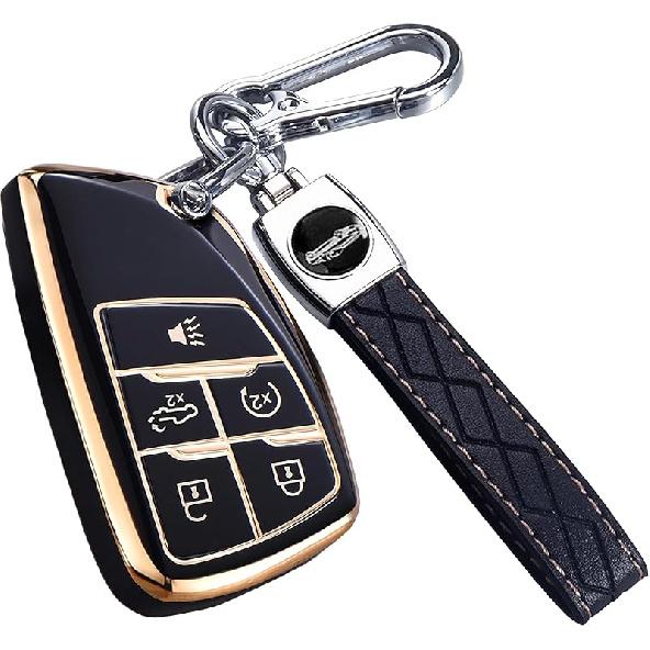 for Chevy GMC Key Fob Cover with Keychain, for Silverado 1500 GMC Sierra 1500 2500HD 3500HD Buick Envision, Soft TPU Key Shell Case Remote Smart Key