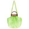 Borsa a Spalla Grande in Cotone e Pelle di Vitello con Design a Rete Unisex Borsa Tote Verde Fluorescente 10121HVH355