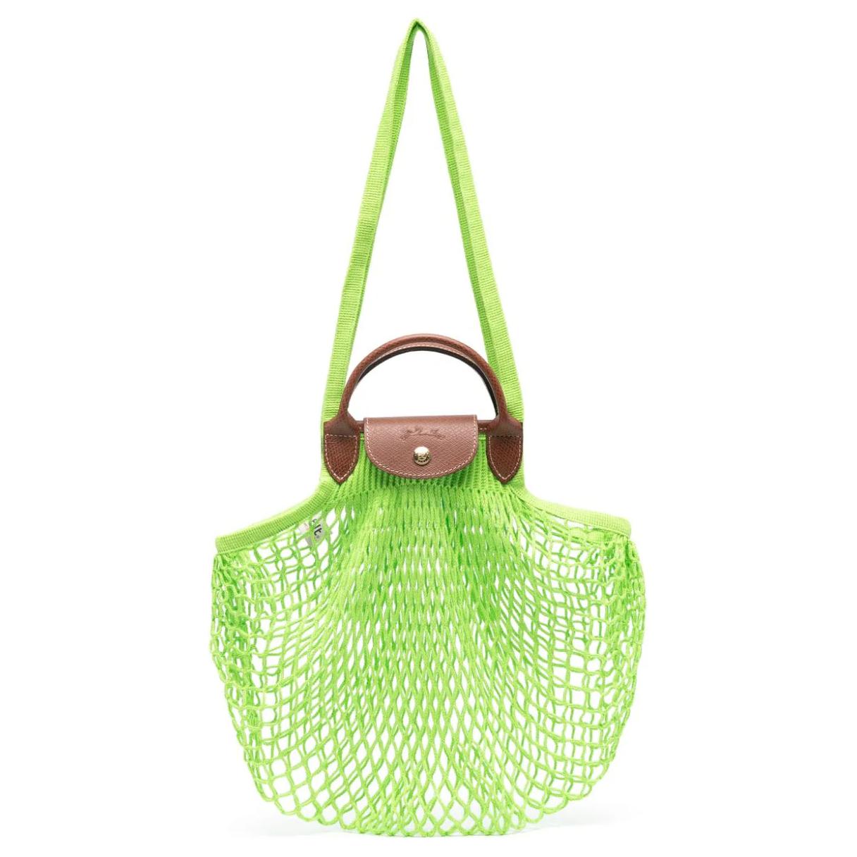

Longchamp Mesh Design Cotton And Calfskin Large Shoulder Tote Bag Unisex Tote Bag Fluorescent-Green 10121HVH355 Basic Set (Bag)