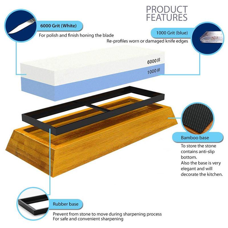Professional Knife Sharpener Whetstone Sharpening Stones Grinding Stone Water Stone Kitchen Tool 2-IN-1 240 600 1000 3000 Grit