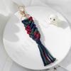 New ins style ethnic style mixed color woven cotton rope keychain pendant creative gift for girlfriends
