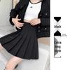 New 2024 Women's High Waist Black Pleated A-line Skirt - Short, Slimming, Summer to Autumn Style