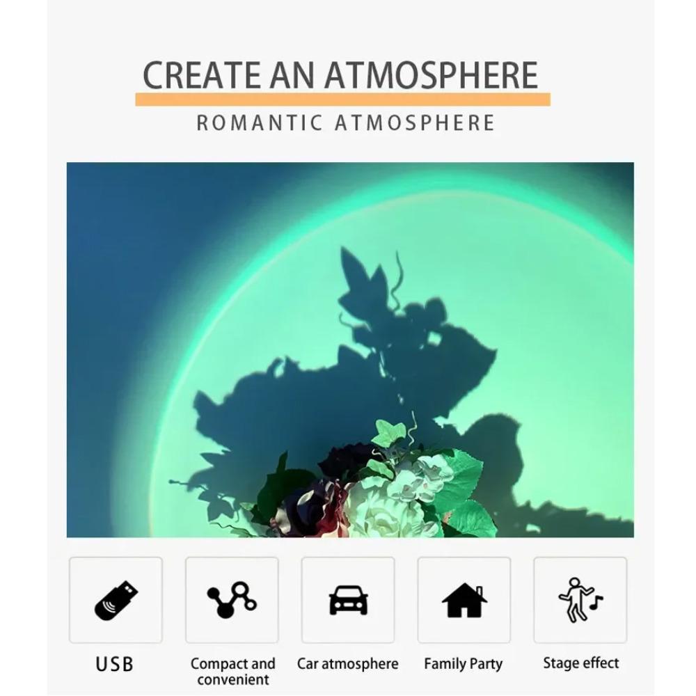 Romantische USB Sonnenuntergang Lampe LED Regenbogen Neon Nachtlicht Projektor Fotografie Wand Atmosphäre Beleuchtung für Schlafzimmer Dekor Licht