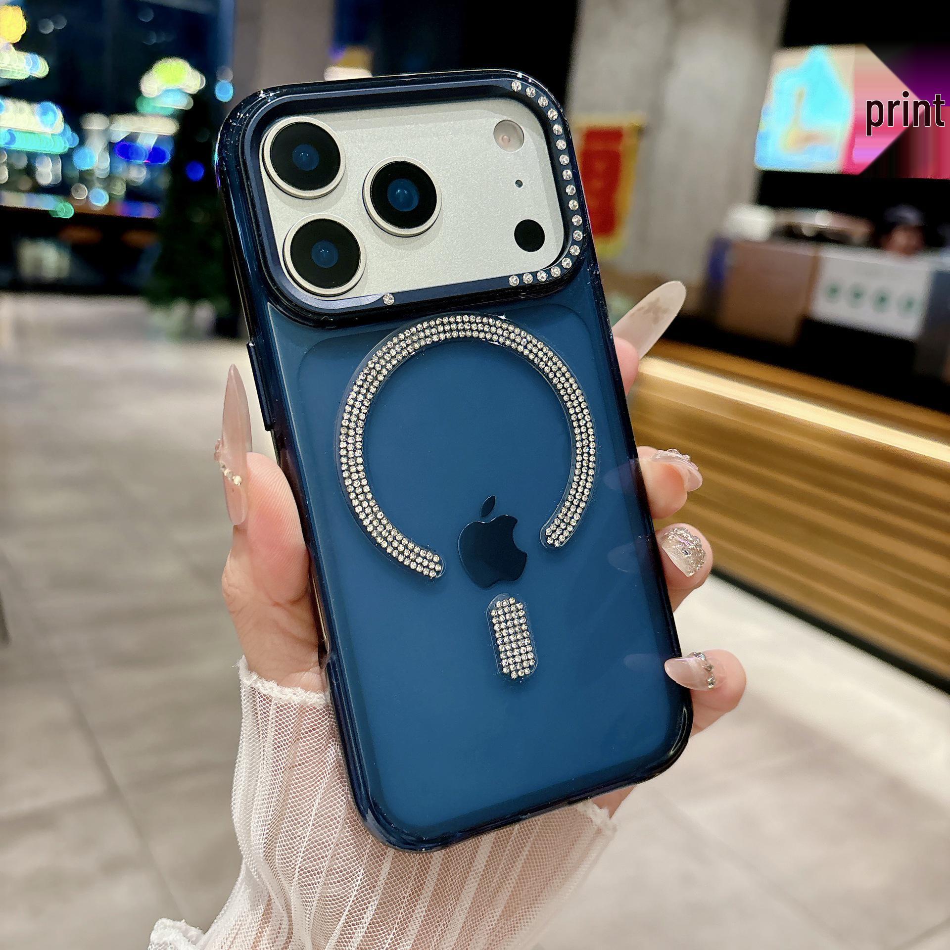 

Starry Sky Magnetic Rhinestone Drop-Proof Case for iPhone 17 Pro Max iPhone 17 Pro Max прозорий/синій