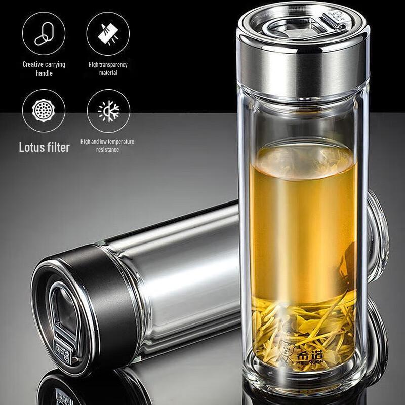 Xeno Double-Layer Portable Anti-Scald Glass Tea Water Cup