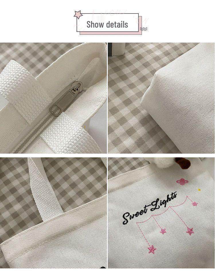 Damen Casual Kleine Canvas Tragetasche - Handtasche, Studenten-Lunchbox, Reißverschluss-Stil