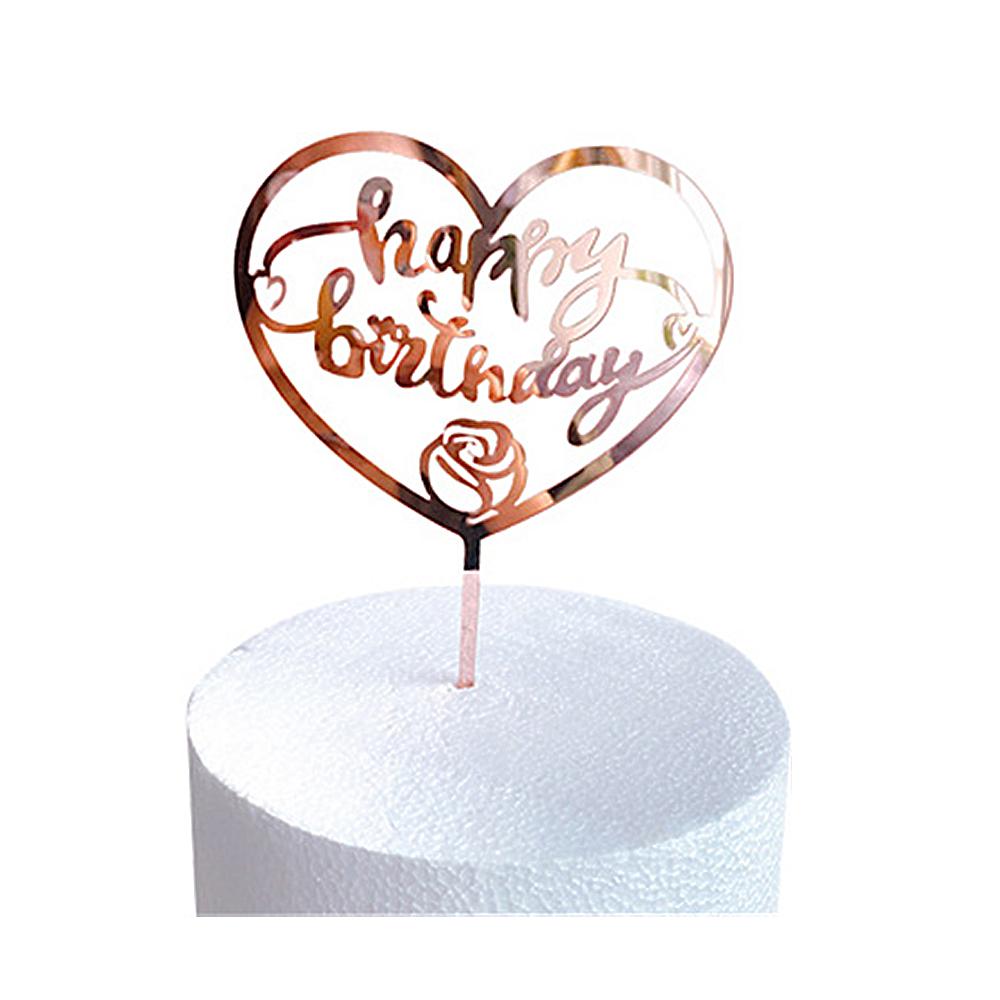 Happy Birthday Cake Topper Cake Acrylic Rose Gold Topper Birthday Party Decoration