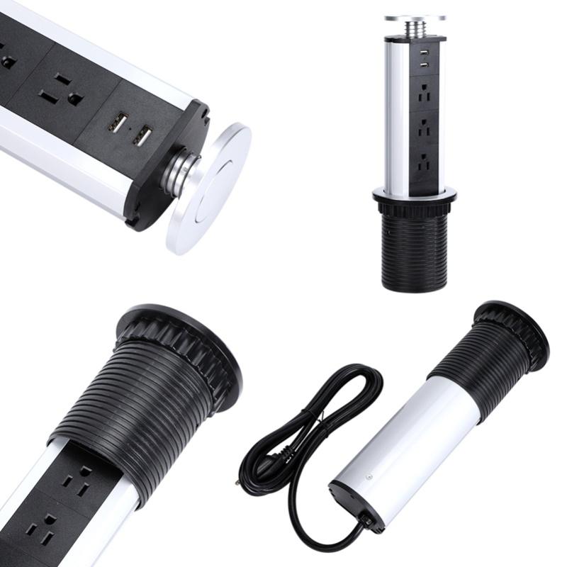 Electrical Power Outlet Home Kitchen Worktop Desk Pull PopUp Socket With USB Port Electrical