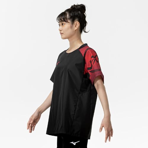 Volleyball wear N-XT Short-sleeved training jacket/windbreaker shirt for club activities V2MEC000 Unisex Black/Red XL