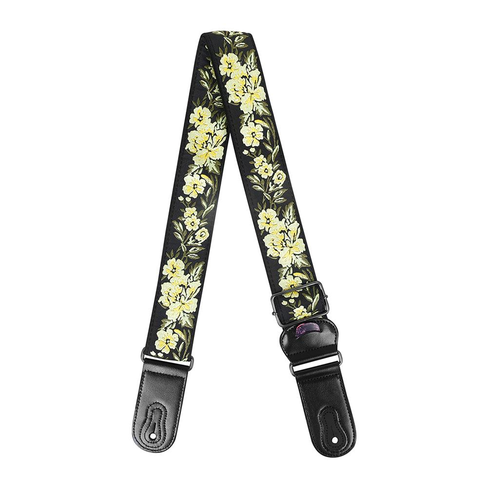 Guitar Shoulder Strap Ukulele Strap Guitar Strap For Electric Guitar Bass Folk Embroidered Floral Strap For Women Men Performance Live Show
