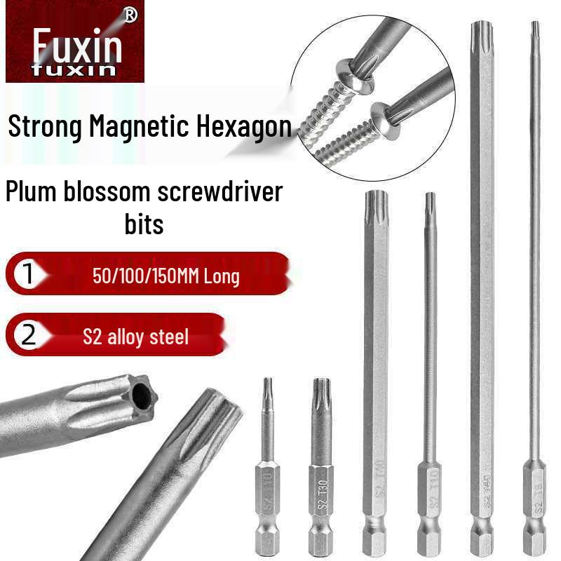 

Магнітний набір шестигранних біт Torx для ключів та дрилів 100mm*T8 [1 piece]