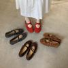 French Gentle Wind Cross Mary Jane Shoes with Skirt Fairy Wind Red Single Shoes Temperament Shallow Mouth Soft Sole Grandma Shoes