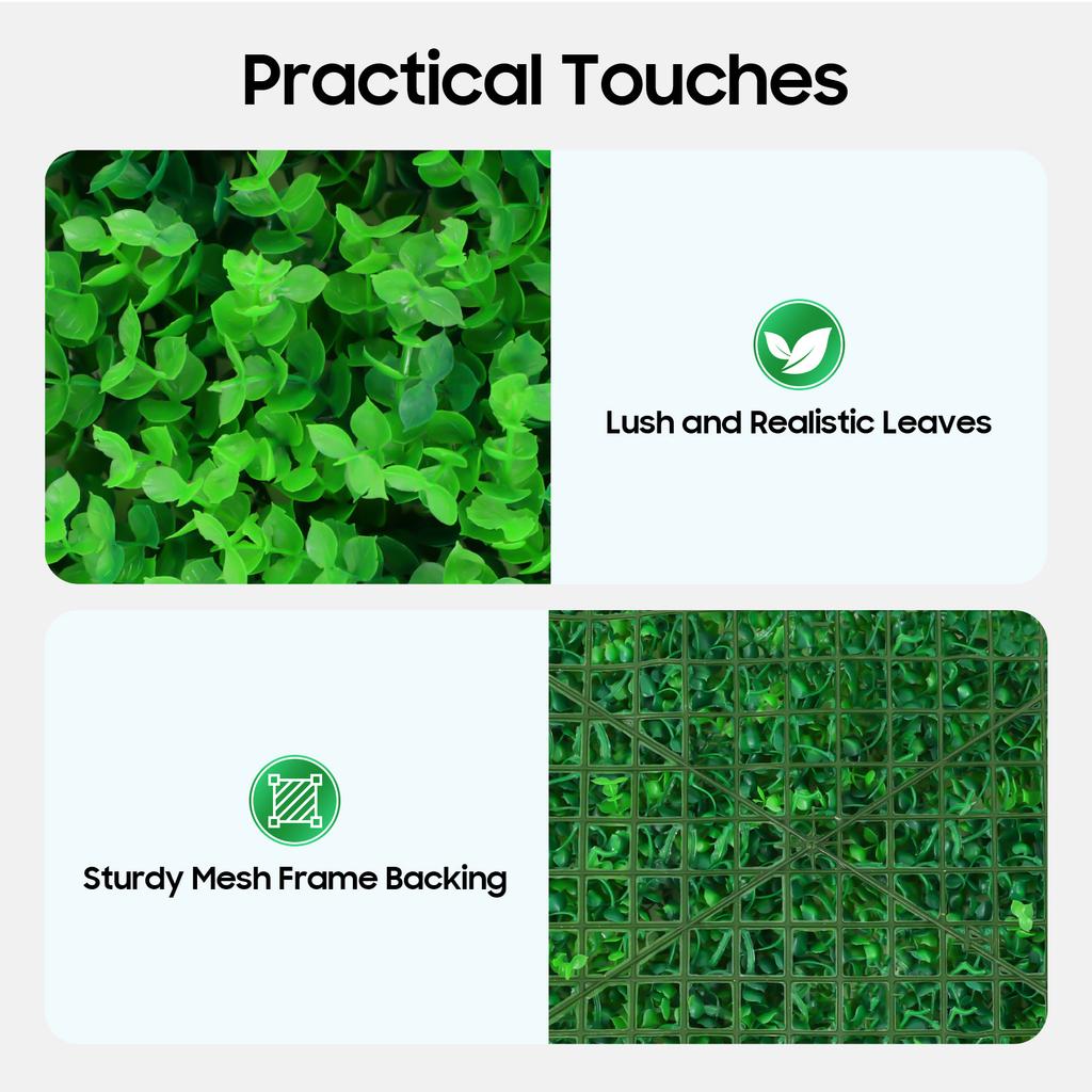 12 Pcs Artificial Boxwood Hedge Panels, UV Protected Outdoor Indoor Privacy Fence Screen, 40x60cm Green Grass Wall