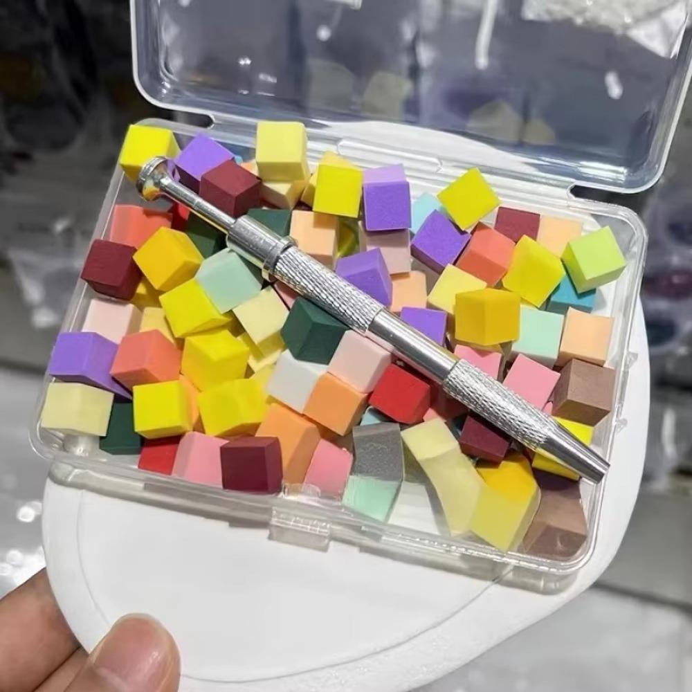 100pcs Soft Sponges Nail Art Brush Multi-Purpose Gel Polish Brush Durable Glitter Powder Brush