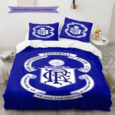 Roupa de Cama Padrão Rangers F.C, Conjunto de Colcha Capa de Colcha Fronha Presente de Aniversário para Casa (1 capa de edredom + 2 fronhas, sem enchimento.)