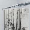 Bamboo Shower Curtain Black White Watercolor Print Long Bath Mat Modern Decorative Waterproof Fabric Available In Various Sizes