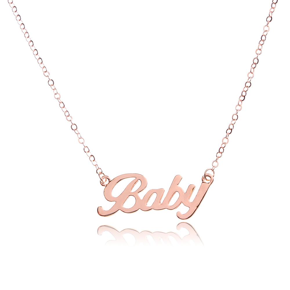 

Chain European Paragraph Brand Women Short American Alloy BABY Letter Necklace BABY Necklace розового золота