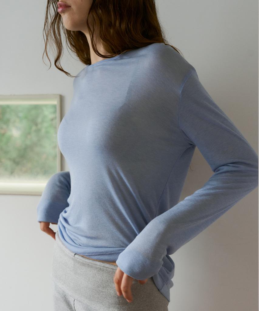 38COMEONCOMMON Sheer Touch Long Sleeve (Sky Blue)