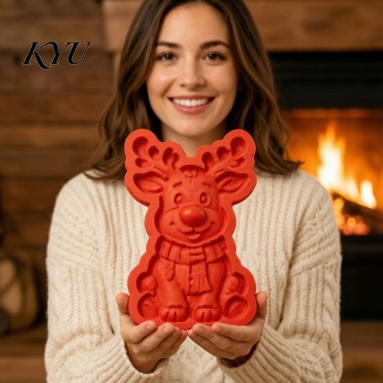 Creative DIY Home Decor Christmas Stepping Stone Mold, Silicone Tree Santa Wreath Gingerbread Man Design, Durable Casting Tray Non Stick Reusable Mold