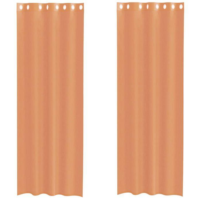 VidaXL Rideaux en voile avec œillets 2 pcs terre cuite, rideau en filet, rideau transparent, voile de fenêtre, traitement de 4102141