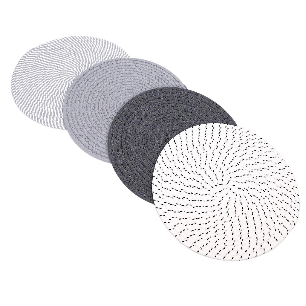 4 Pcs 13 Inch Round Woven Placemat Set Non Slip Bohemian Table Place Mats Heat Resist for Kitchen Dining