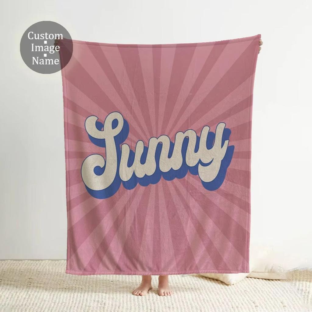 Custom Name Blanket, Personalized Groovy Font Blanket: Vintage Rustic Style, Custom Name Gift
