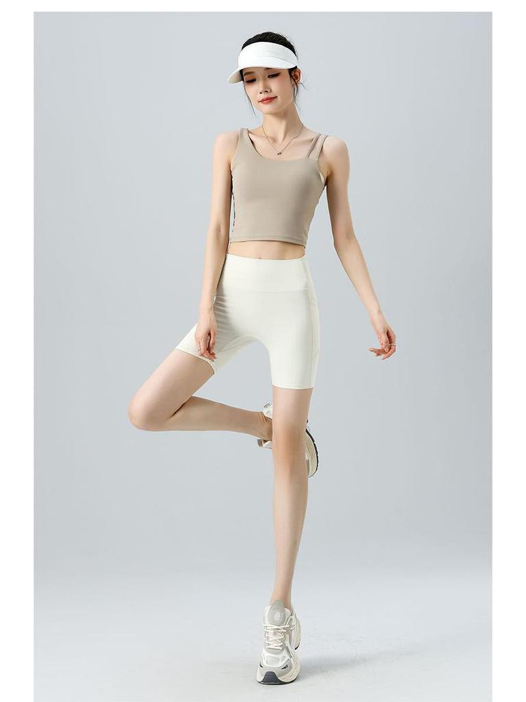 Women's High-Waisted Butt-Lifting Quick-Dry Yoga Shorts - Four-Point Fit, No-Show, Tight for Cycling & Fitness