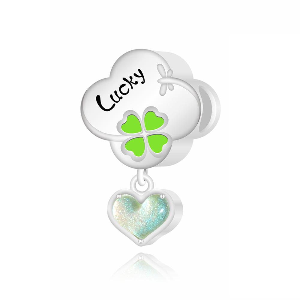 Green Collection Copper Lucky Four Leaf Clover Charm Fit Original Bracelet Leaves Charm For Women Fine Jewelry Diy